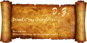 Domány Zorán névjegykártya